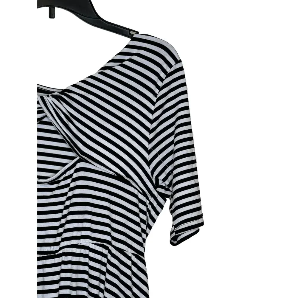 Torrid Womens Dress Mini Striped Cut Out Stretch‎ 3/4 Sleeve Black White Size 00